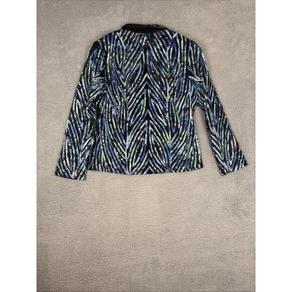 DRAPERS & DAMONS Stunning Blue & Black Zippered Blouse Jacket Size PXL - Picture 8 of 8